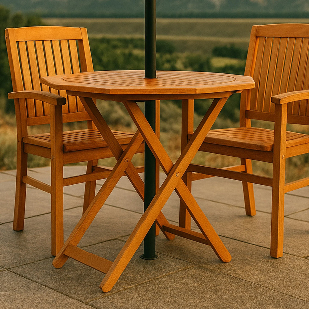 Sunnydaze 35.5" Meranti Folding Octagon Outdoor Dining Table