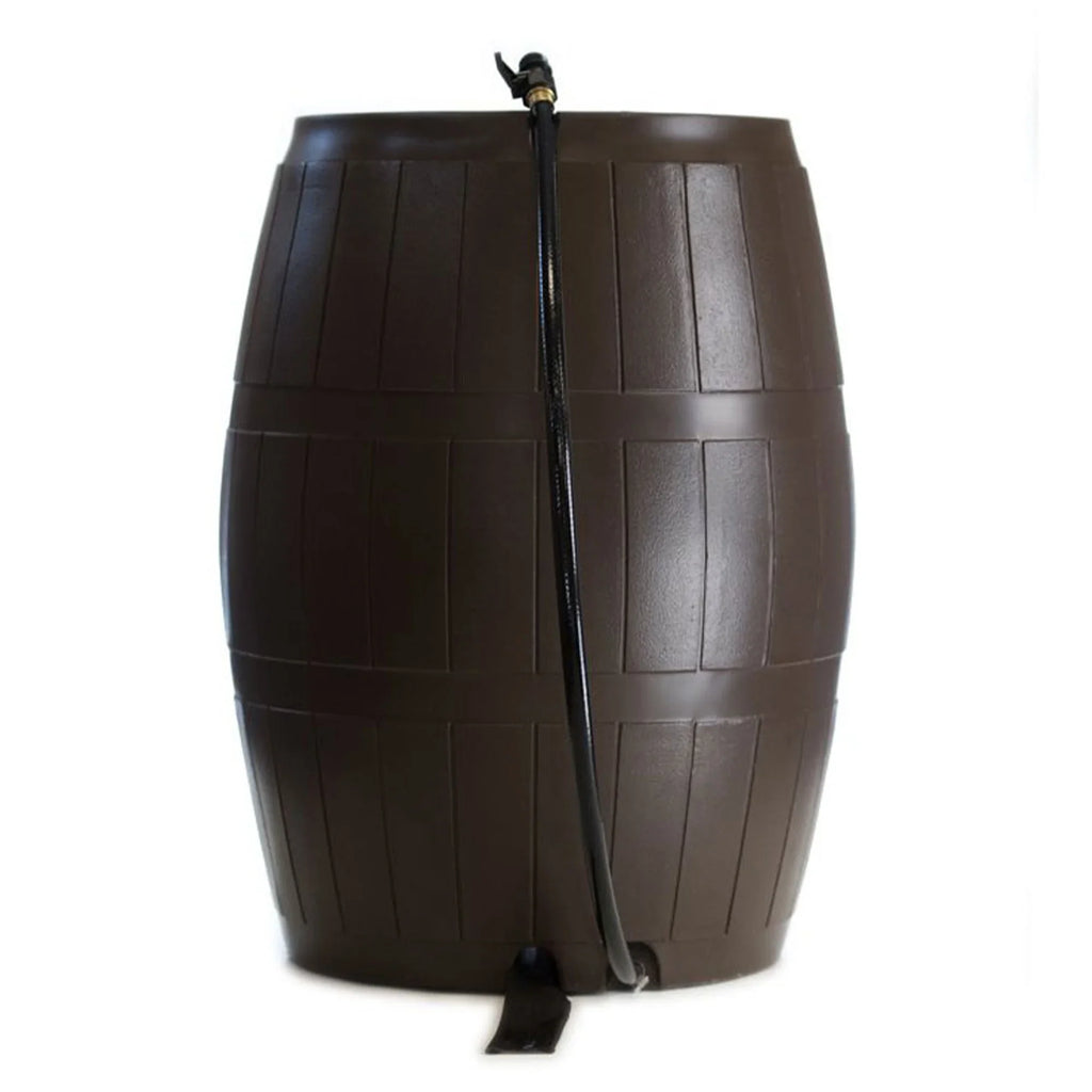 FCMP Outdoor RC4000 Raincatcher 50 Gallon Rain Catcher Barrel, Brown