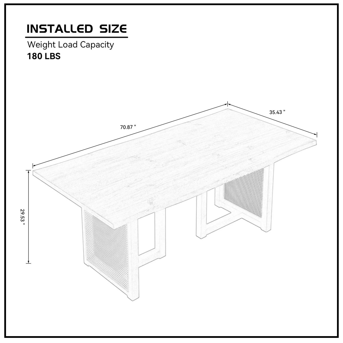 70.87 Inch Rectangular Waves Dining Table,Wooden Dining Table for 6 Persons,Mid Century Modern Large Kitchen Table for Living Room,Bohemian Dining Table