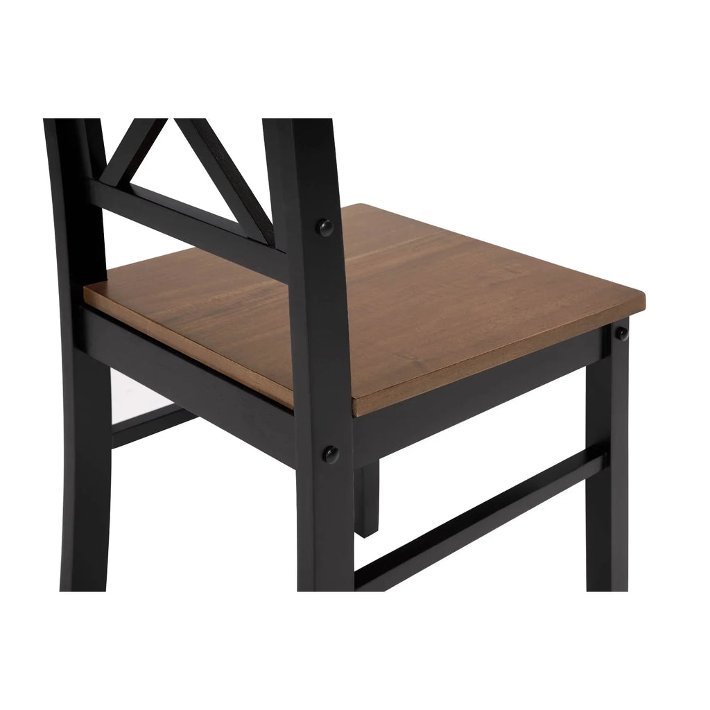 Seizeen Solid Wood Kitchen Table and Chairs, Dining Room Table Set for 4 with Gray Upholstered Chairs, Wood Grain Table Heavy-Duty Frame, Rustic Minimalist Style Breakfast Nook Set