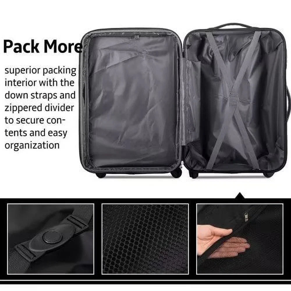 Expandable Suitcase Set of 3 with Double Spinner Wheels, Indestructible PP Material Hard Shell Luggage Sets TSA Lock, Carry on Expandable, Lightweight,20" 24' 28",Pink