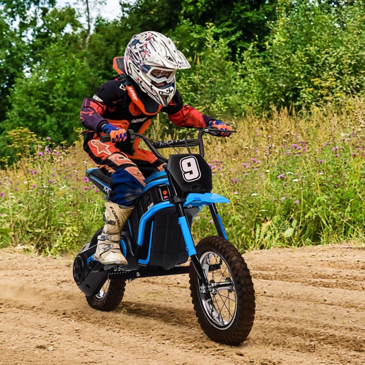 Kids Electric Dirt Bike,Electric-Powered Bike,2 Speed Settings,14.29 MPH Max,All-Terrain Electric Motorcycle for Ages 6-12,High-Speed Electric Dirt Bike for Kids,24V 350W