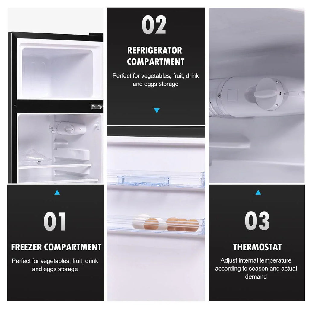Giantex Compact Refrigerator, 3.4 cu. ft. Mini Cooler Fridge, Freestanding Fridge w/Adjustable Thermostat, Black