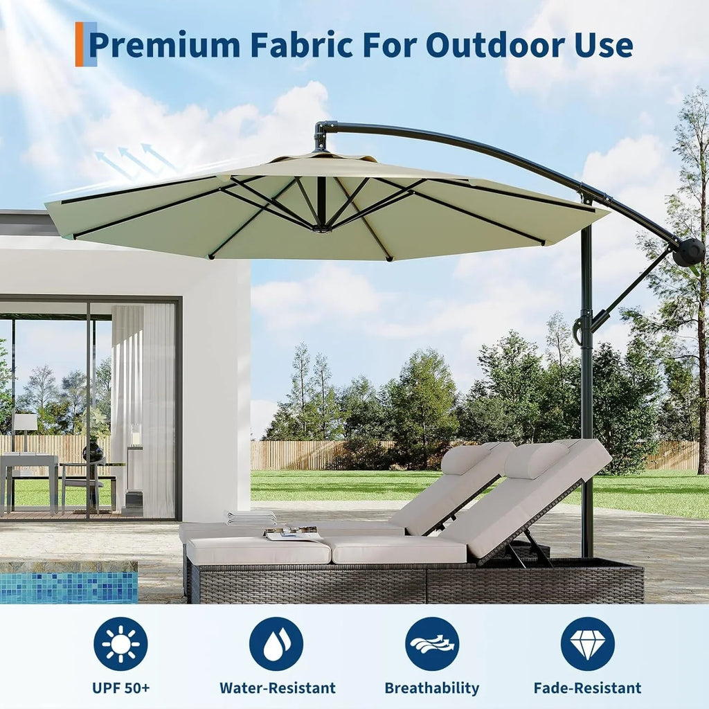 Emorefun Cantilever Umbrella, 10ft Heavy Duty Patio Umbrella with Easy Lift & Tilt Adjustment, Large Outdoor Umbrella for Deck Pool Garden Backyard, Navy Blue