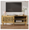 Rattan TV Stand, Fluted TV Stand with Storage, 47 inch Rattan Entertainment Center, Media Console Cabinet for Living Room, Bedroom 47'' -1 Door