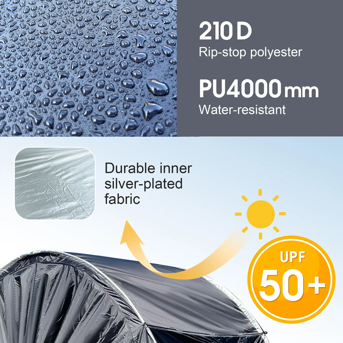 2-3 Person SUV Universal Vehicle Tent for Babecue Camping Extension Tent with Three doors Tent Car Awning Sun Shelter