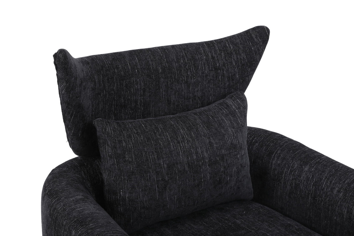 Swivel Accent Chair, Mid Century Modern 360 Degree Comfy Armchair with Wraparound Backrest, Linen Upholstered Single Sofa Chair for Living Room, Bedroom, Office, Orange