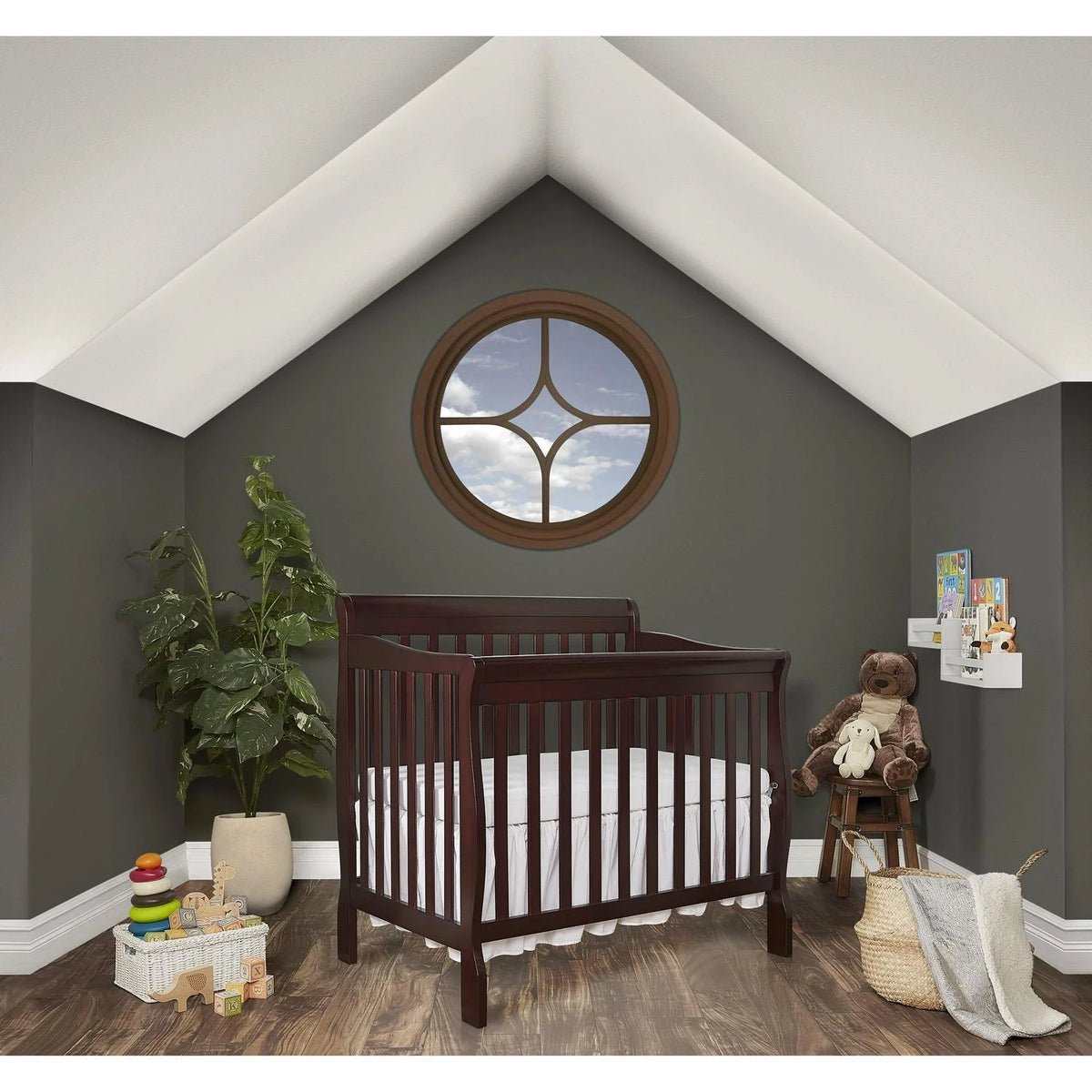 Dream On Me Aden 4-in-1 Convertible Mini Crib Espresso