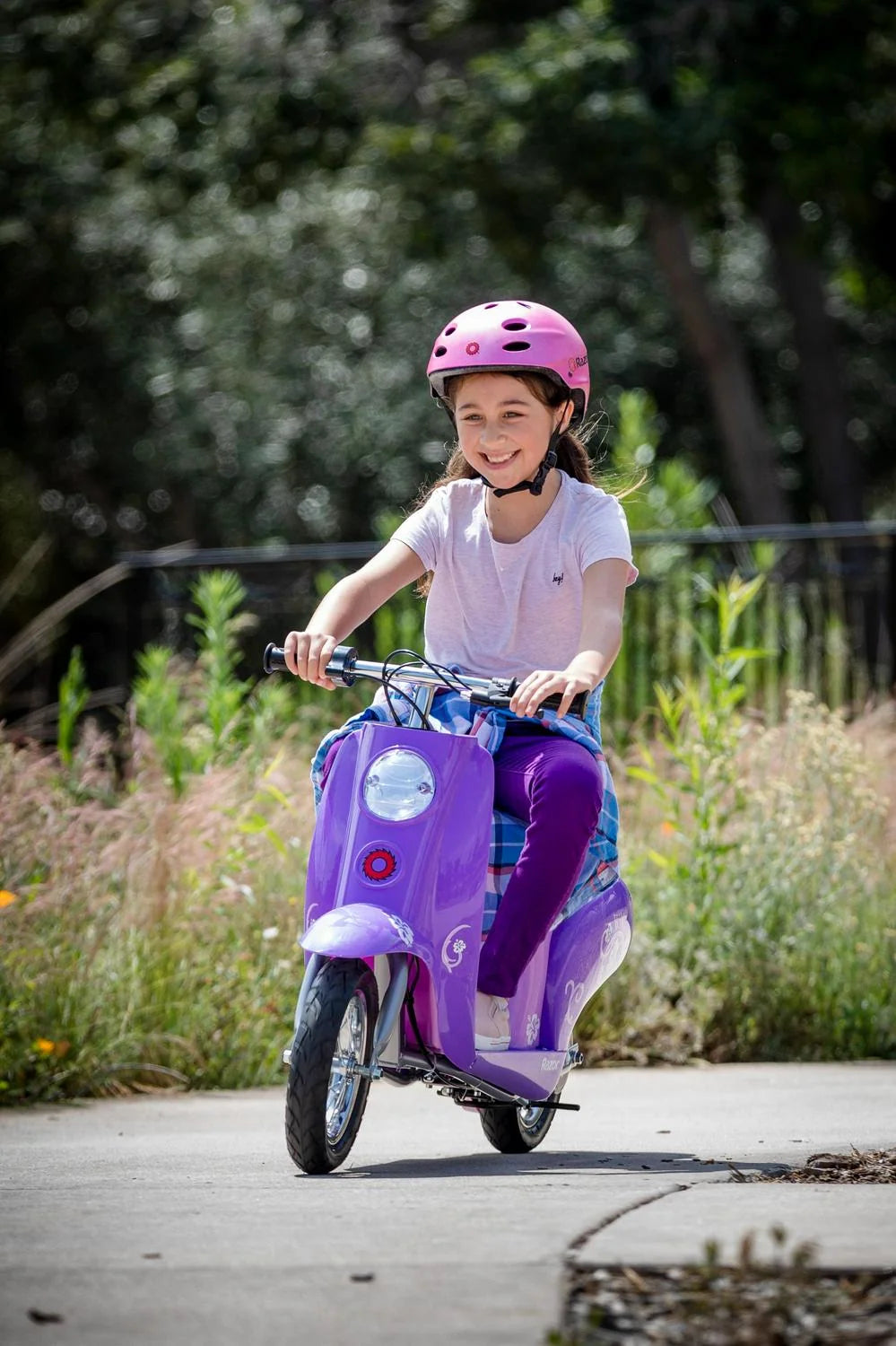 Razor Pocket Mod Miniature Euro-Style Electric Scooter - Kiki Purple. up to 15 mph. for Teen 13+