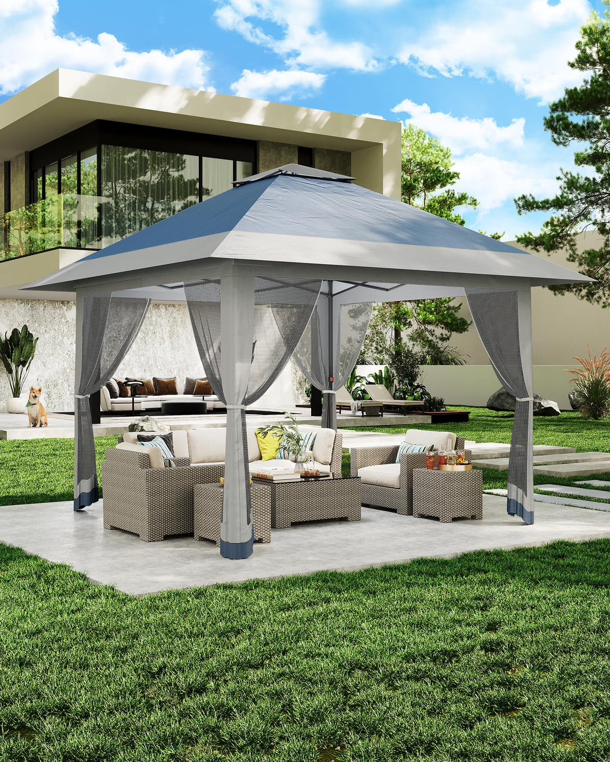 Accreate 13' X 13' Outdoor Patio Gazebo,Outdoor Canopy Tent with Mosquito Netting,Backyard Tent for Party, Wedding, Outdoor Dining, Patio, Backyard