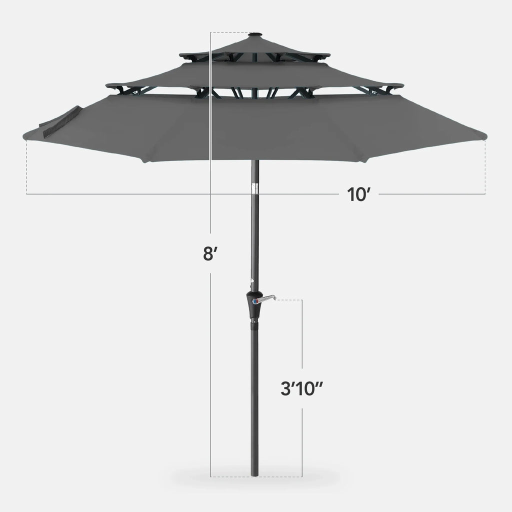 Best Choice Products 10ft 3-Tier Patio Umbrella, Market Sun Shade w/ Tilt Adjustment, Easy Crank - Red