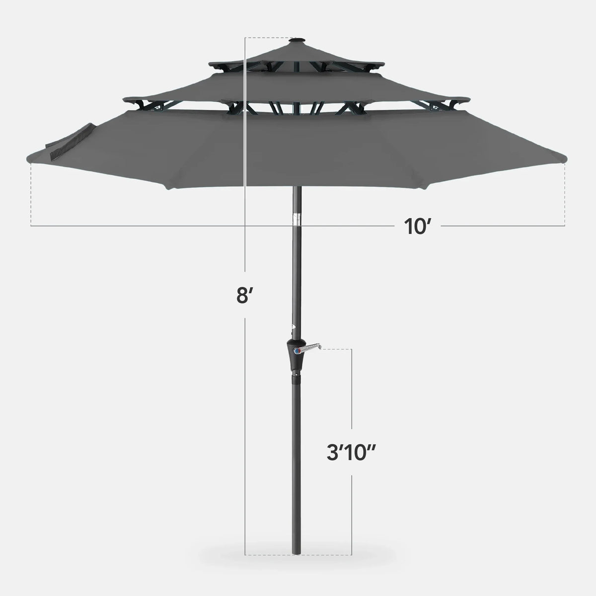 Best Choice Products 10ft 3-Tier Patio Umbrella, Market Sun Shade w/ Tilt Adjustment, Easy Crank - Red
