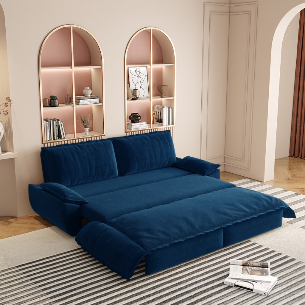 66" Queen Pull Out Sofa Bed, 3-in-1 Convertible Sleeper Sofa with Side Storage,Multi-Functional Velvet Loveseat Bed for Living Room,Bedroom