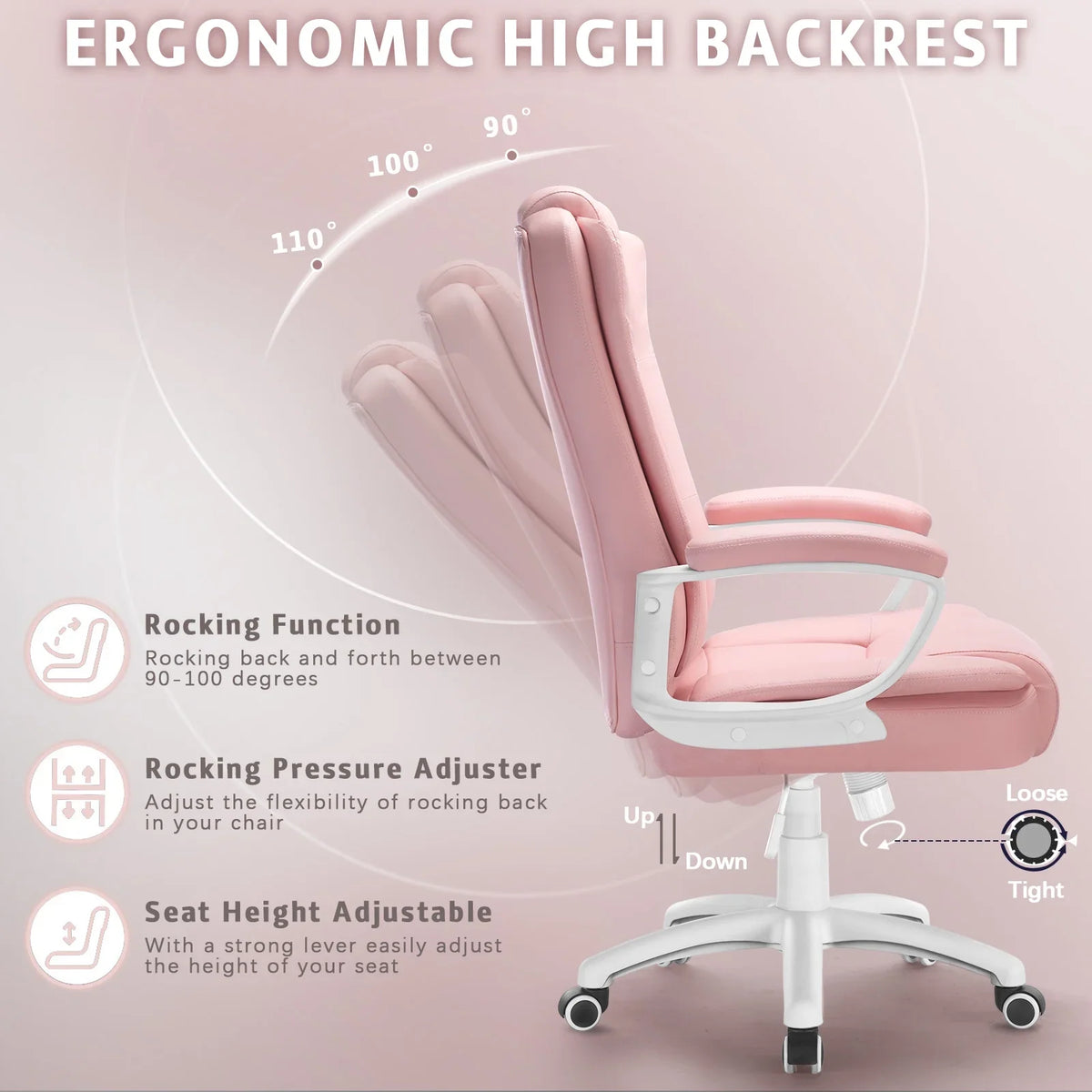 Waleaf Home Office Chair, 400LBS 8Hours Heavy Duty Design, Ergonomic High Back Cushion Lumbar Back Support, Computer Desk Chair, Big and Tall Chair for Work