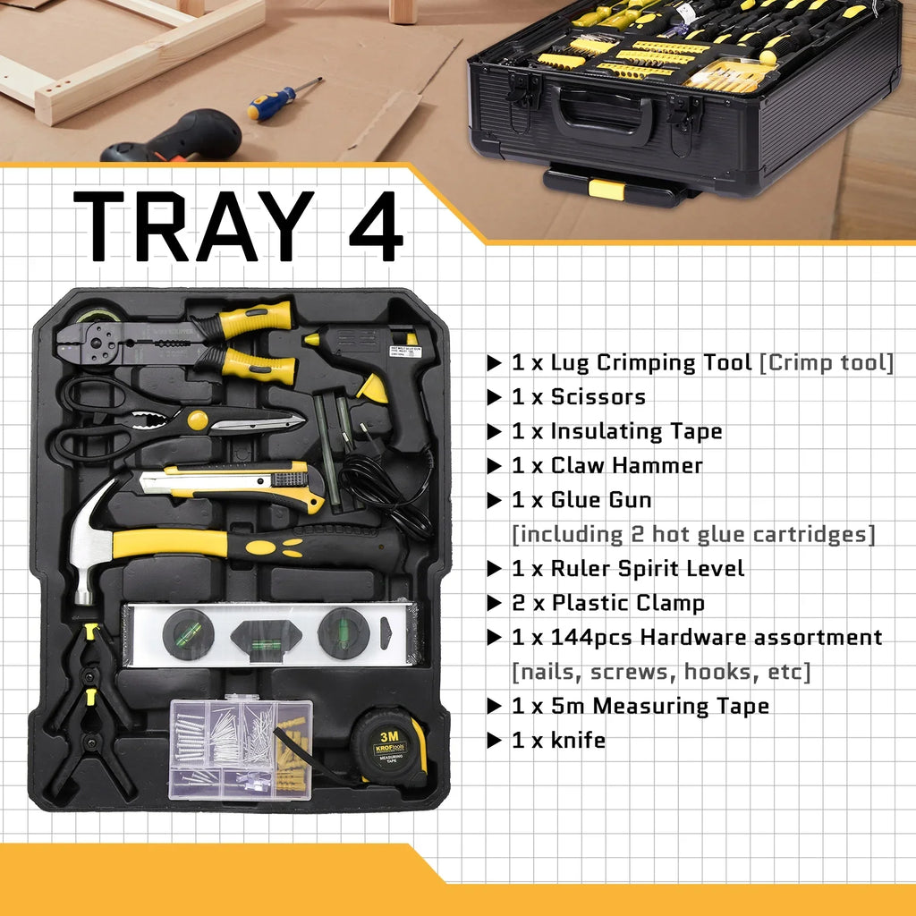 UBesGoo 799 Pcs Tool Set, Household Repair Hand Tool Kit, Mechanics Tool Kit, with Trolley Case, Silver