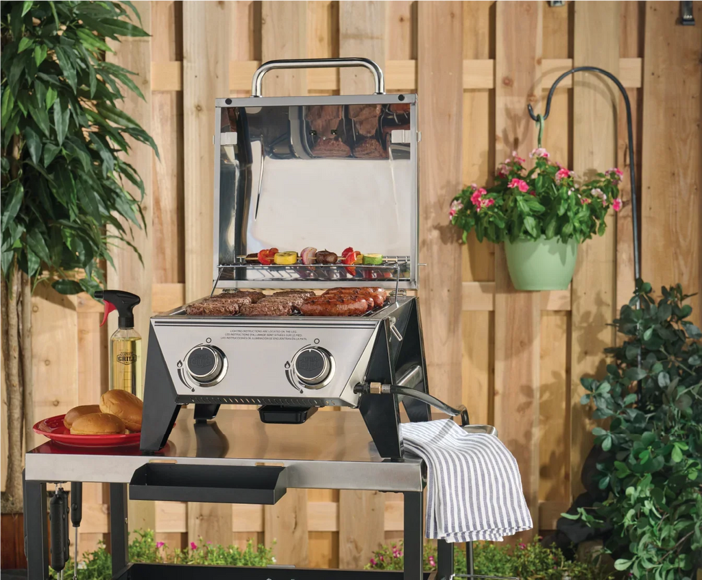 Expert Grill 2-Burner Tabletop Gas Grill, Stainless Steel, 13,000 BTUs