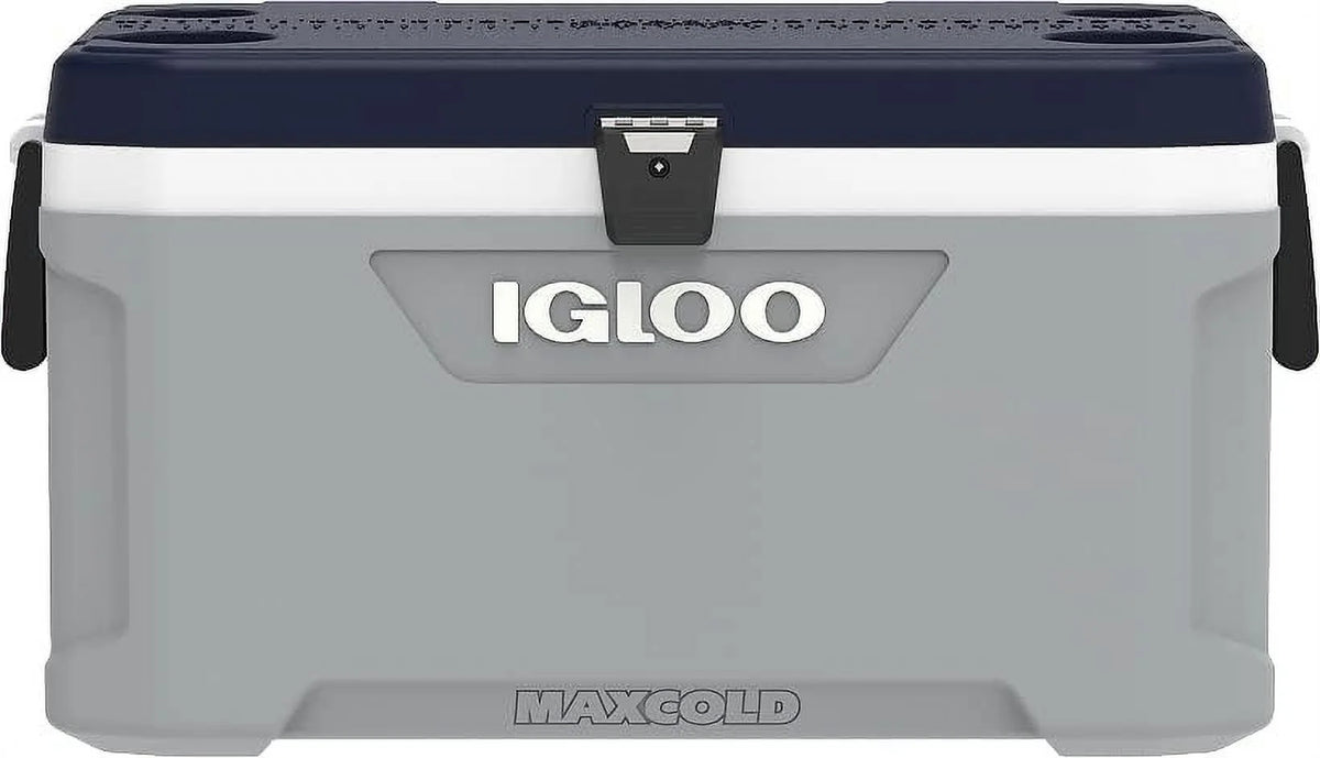 Igloo 70 Quart MaxCold Cooler ThermeCool Insulation with Swing-Up Handles, Gray and Black