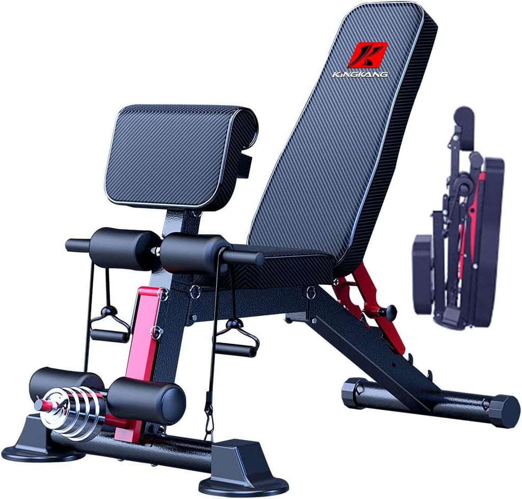 K Kingkang Adjustable Weight Bench Utility Workout Bench for Home Gym,Foldable Incline Decline Benches for Full Body Workout 780LB