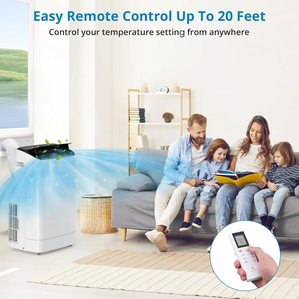 Garvee 14000 BTU Portable Air Conditioner with Remote & Window Kit, Cools Rooms up to 750 Sq.ft, White/Black