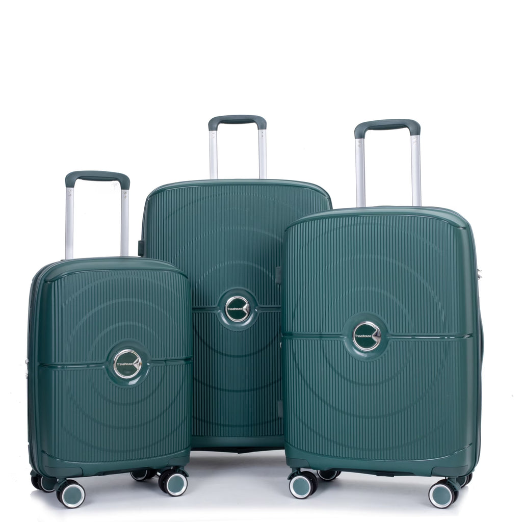 3 Pieces Luggage Set (20/24/28), Expandable PP Lightweight Hardshell Durable Suitcase with 4 Double 360 Degrees Mute Spinner Wheels and TSA Lock for Men Women, Black