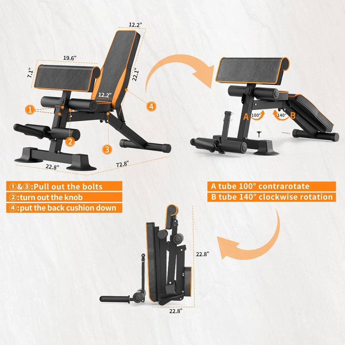 Z ZHICHI Adjustable Weight Bench, Multi-Function Workout Bench, 800LBS Capacity, 1 Pack