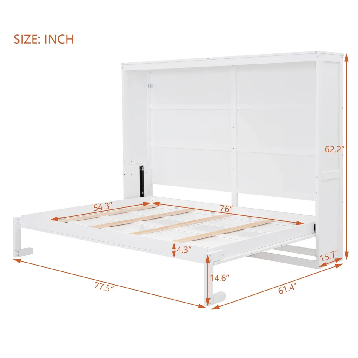 Harper & Bright Designs Full Size Murphy Bed Space-Saving Foldable Wooden Wall Bed with a Shelf for Guest Room Home Office, Gray