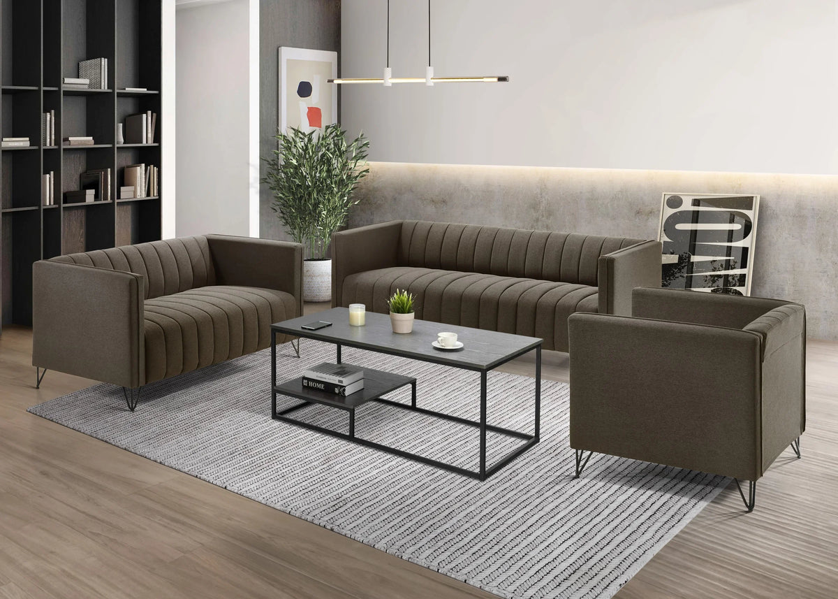 Home Design Kurtis Square Arm Loveseat with Tufted Velvet Upholstery and Gold Metal Legs, Flared Arms, Modern Living Room Seating, Black