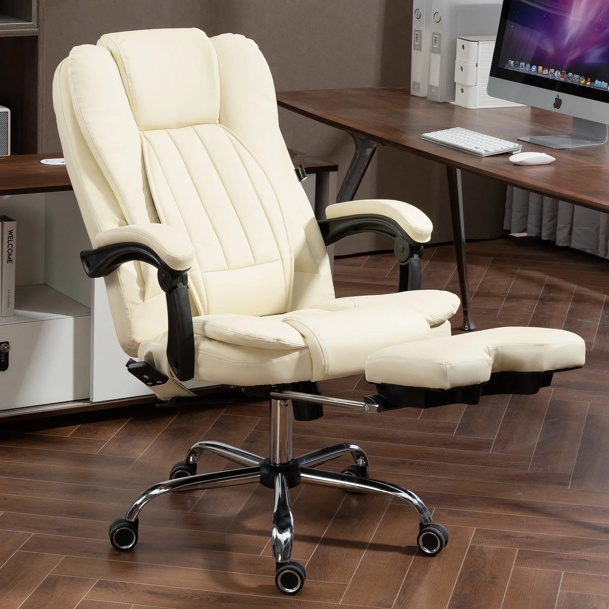 Kneading Massage Executive Office Chair With 40"-50" Heating, 160" Reclining Office Chair With Footrest, Ergonomic Chair With Backrest And 4 Mode Messgage Office Chair