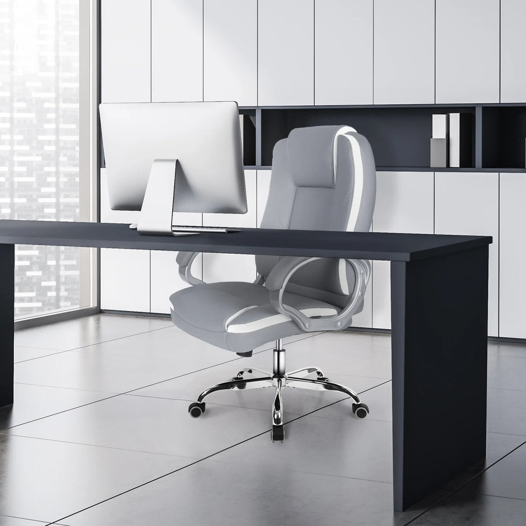 NEO CHAIR Home Office Chair, Heavy Duty Leather Office Chair, Ergonomic High Back Cushion Lumbar Back Support, Computer Desk Executive Chair for Work, 8 Hours Comfort, Jet Black