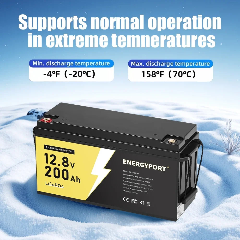 2pack 12V 200Ah LiFePO4 Battery, Built-in 200A BMS, Rechargeable Deep Cycles DIY Battery, 2560Wh Lithium Battery for Off-Grid and Home Solar System, Marine, Trailer, RV