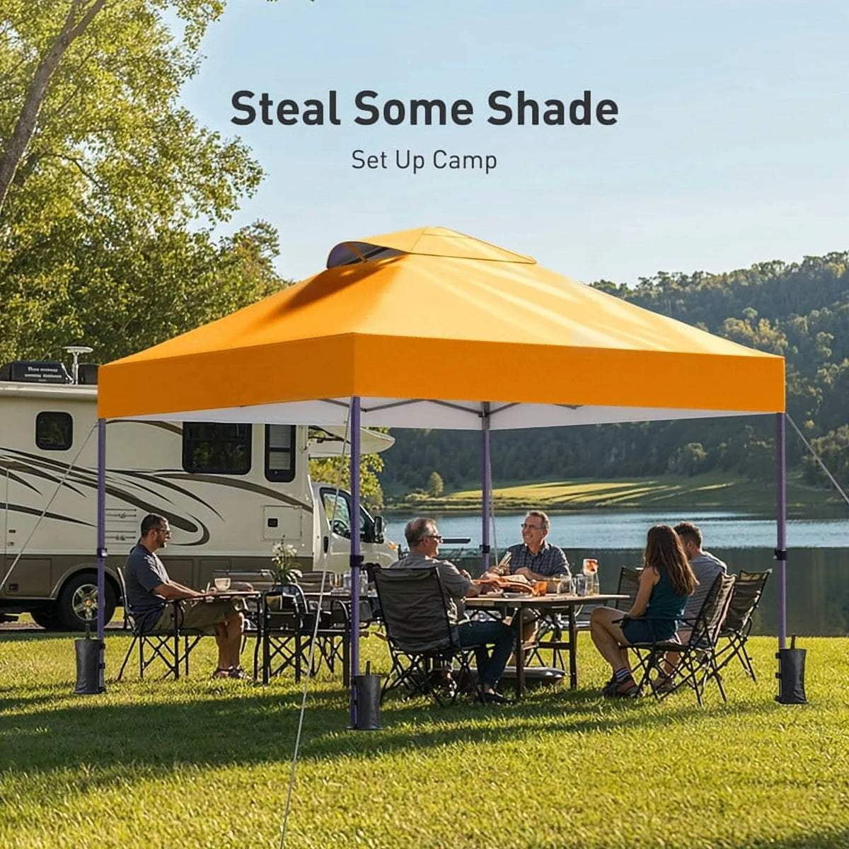 CHITOOMA 10 x 10ft Pop up Canopy Tent, Instant Outdoor Shelter Easy Portable Straight Leg Canopy Tent with Pockets Sidewall, White