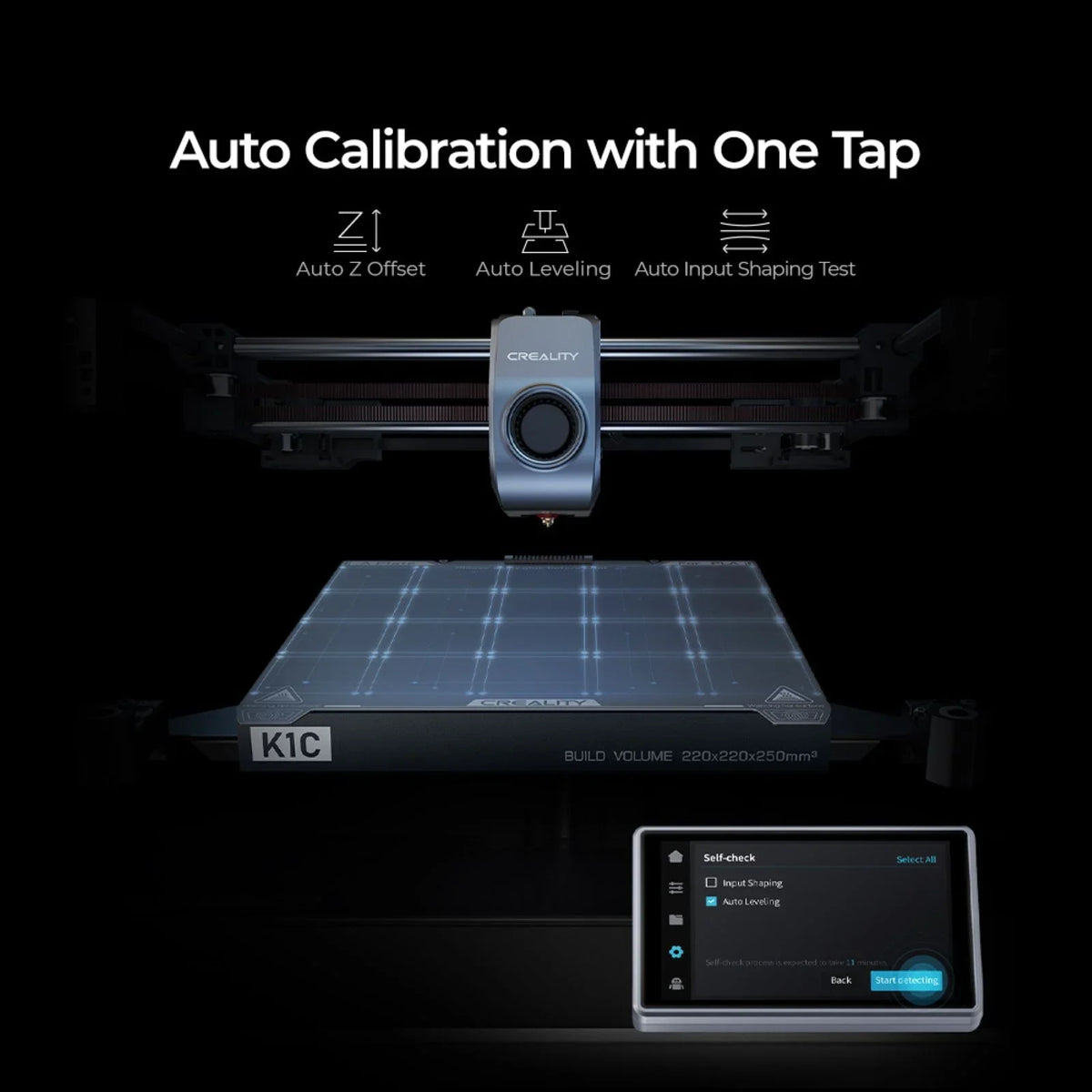 Creality K1C 3D Printer with Reliable Extrusion, 600mm/s Fast Printing Speed, AI Smart Camera, Anti-Vibration Design, Auto Calibration for Leveling, Printing Size 220*220*250mm
