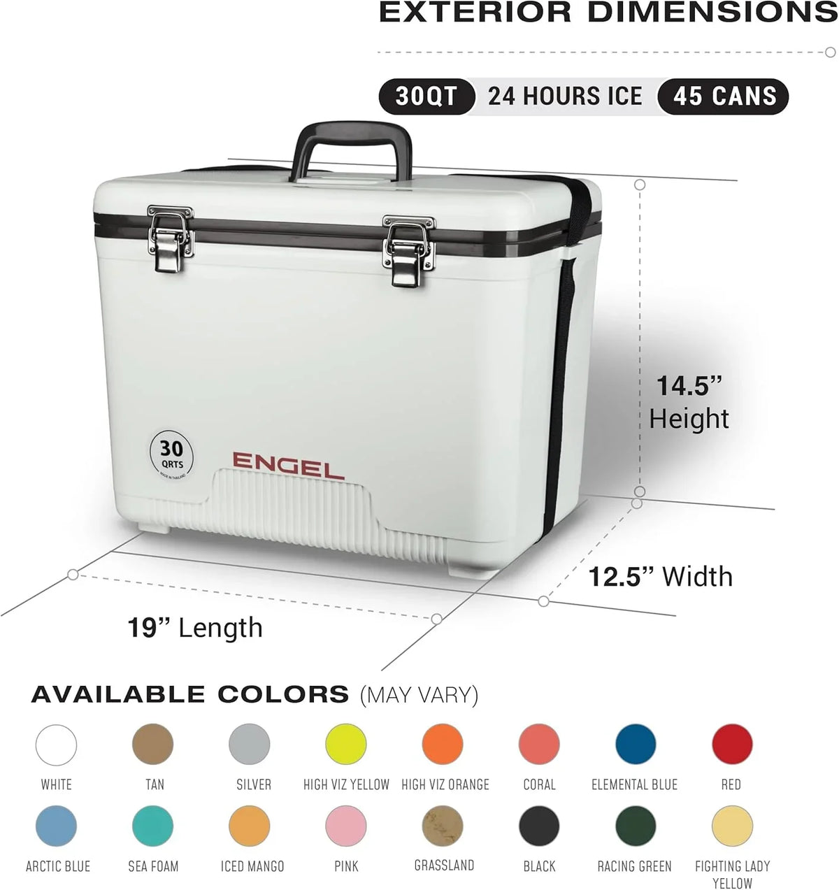 ENGEL 30 Qt Leak-Proof Compact Insulated Drybox Cooler - Pink