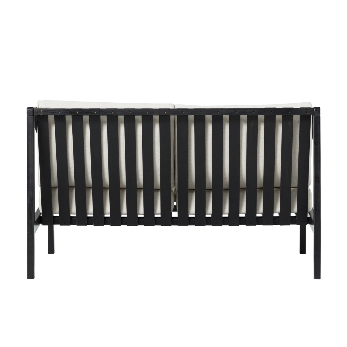 Walker Edison Modern Solid Wood Curved-Arm Outdoor Loveseat, Black