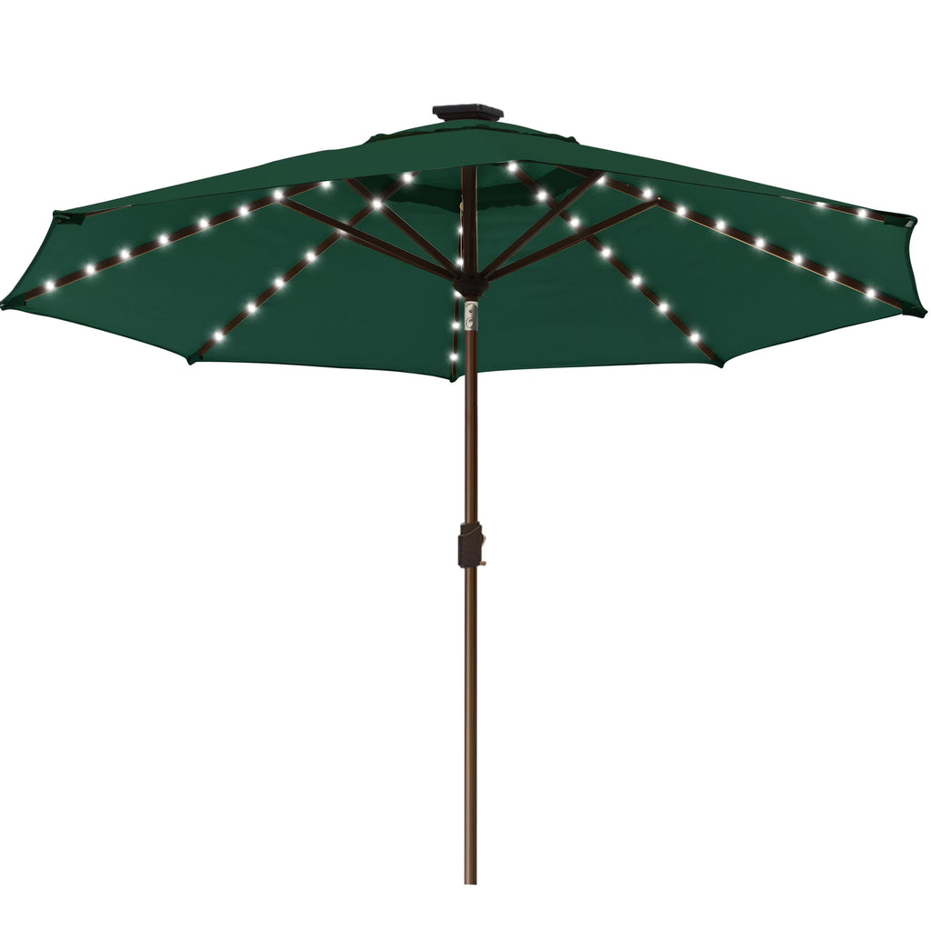 EliteShade Sunbrella Solar Umbrellas 9ft Market Umbrella with 80 LED Lights Patio Umbrellas Outdoor Table Umbrella with Ventilation and 5 Years Non-Fading Top,Ruby