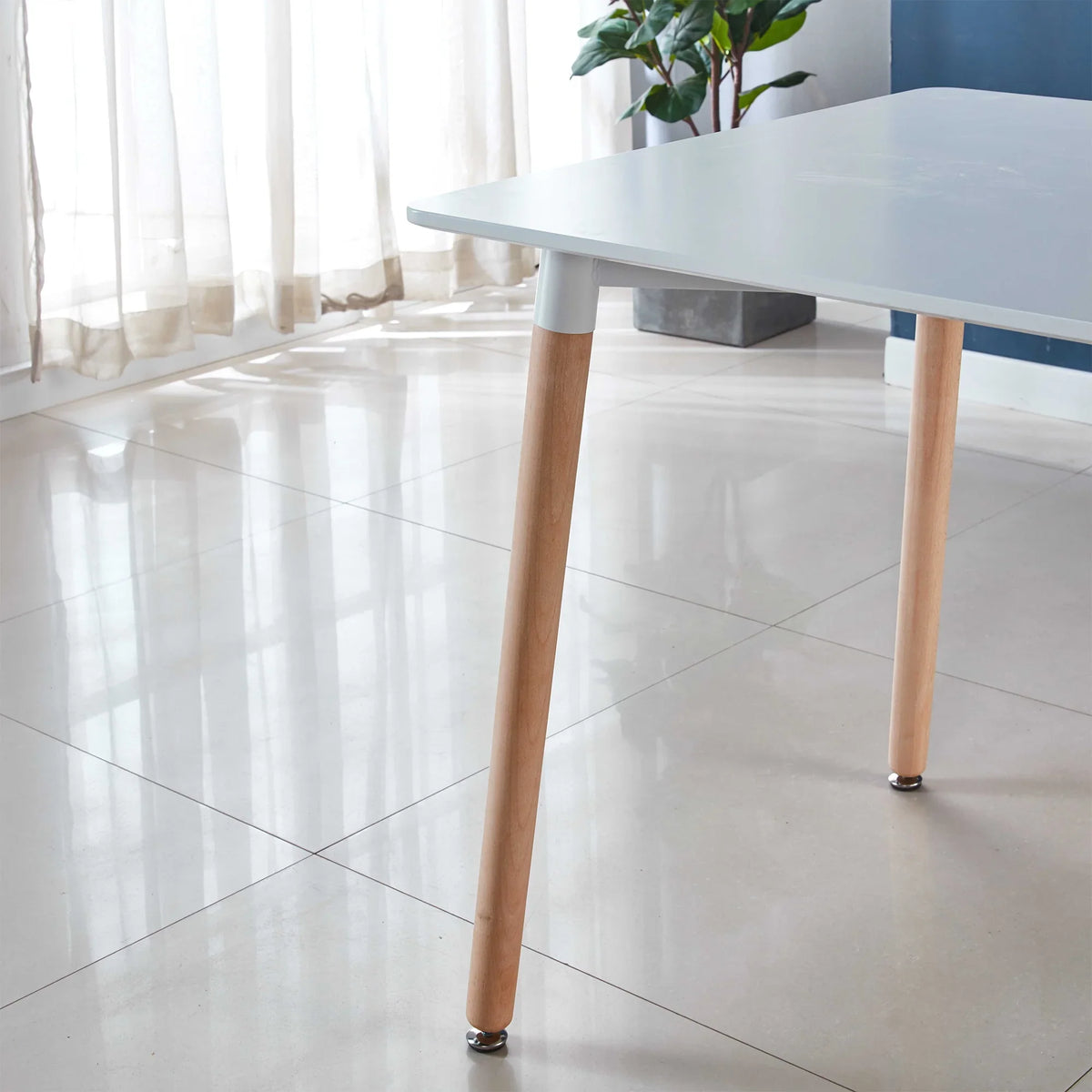 PORKISS Round Dining Table for 4 People, Wood Kitchen Dining Table with Metal Legs, Modern Dining Room Tables for Kitchen Living Room, White #2