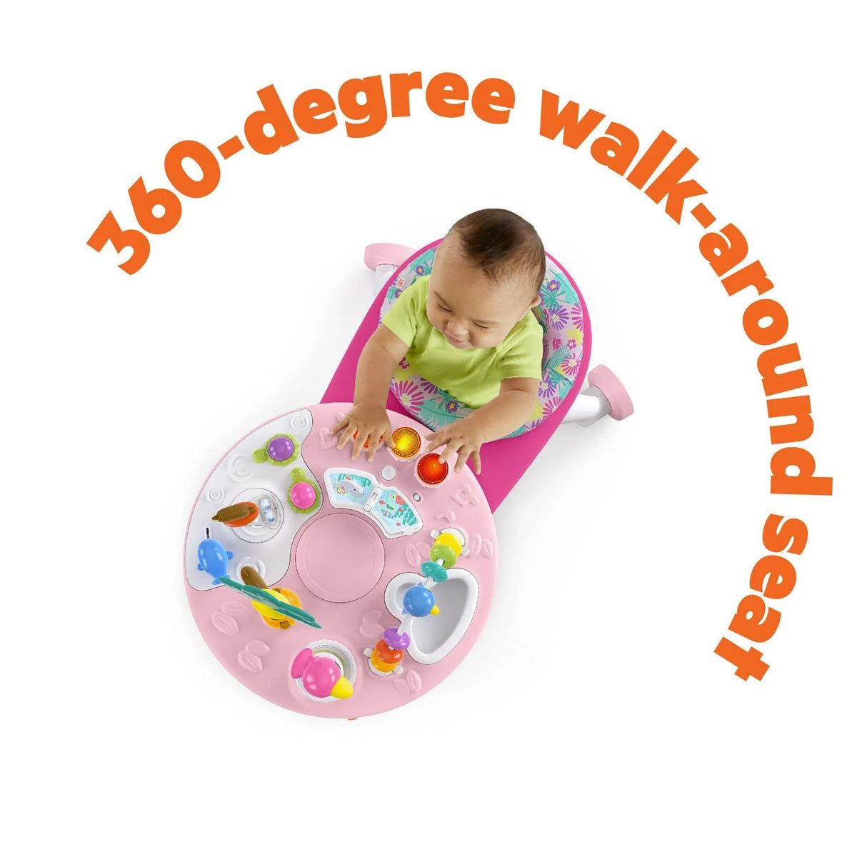 Bright Starts Around We Go 2-in-1 Walk-Around Baby Activity Center & Table. Tropic Coral. Age 6 Months+