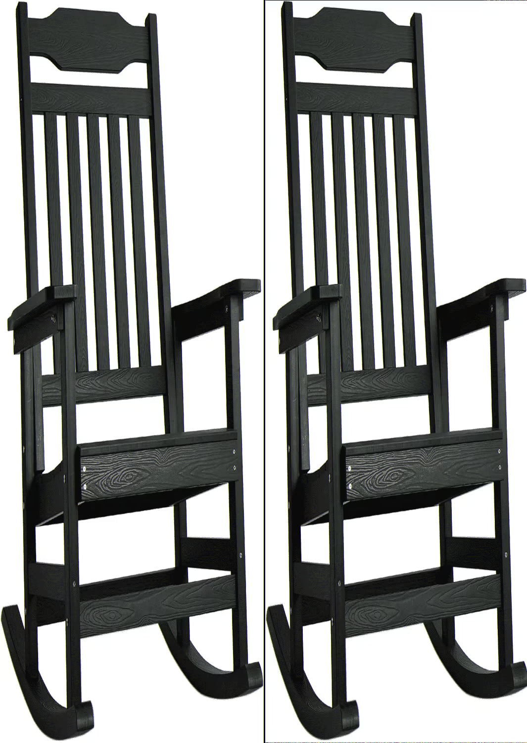 Naipo 1PC Patio Rocking Chair All-Weather, Oversized Porch Rocker Chair 400 lbs Weight Capacity, for Backyard, Fire Pit, Lawn, Garden, Outdoor and Indoor, Black