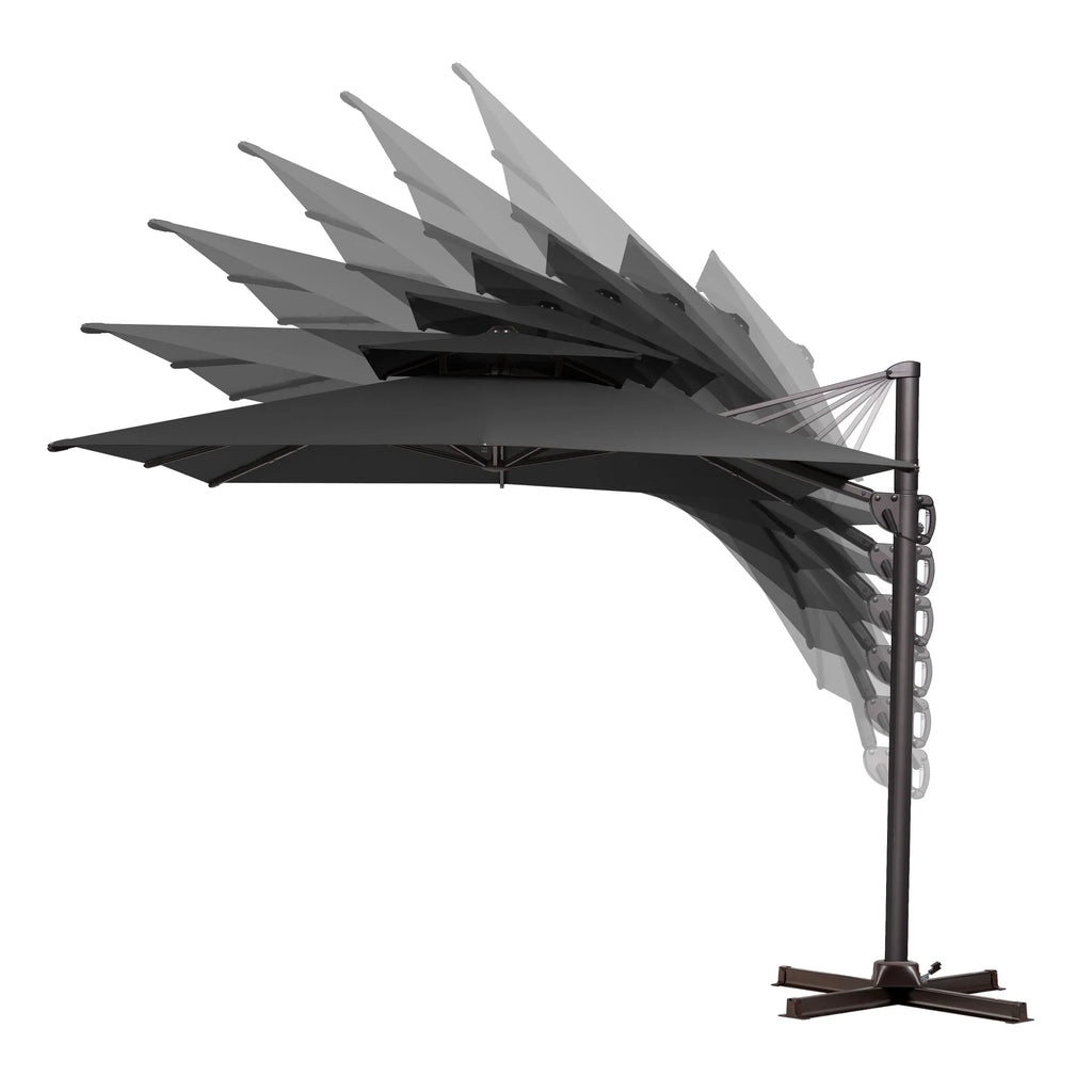 Pellebant Outdoor 9x11FT Patio Umbrella Cantilever Offset with No Base, Dual Top Navy Blue