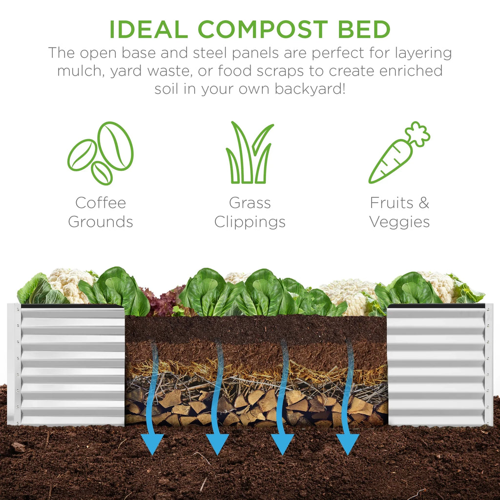 Best Choice Products 8x4x2ft Outdoor Metal Raised Garden Bed, Planter Box for Vegetables, Flowers, Herbs - Gray