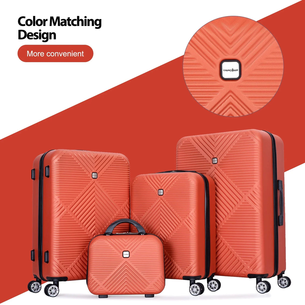Tripcomp Luggage Sets 4 Piece Suitcase Set (14/20/24/28)Hardside Suitcase with Spinner Wheels Lightweight Carry on Luggage(Black)