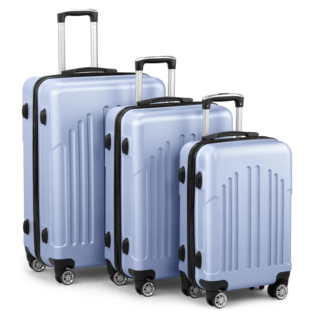 Red 3-Piece Hardshell Spinner Luggage Set (20in, 24in, 28in) - Large ABS Suitcase Set with 8 Wheels, Lightweight & Durable for Travel
