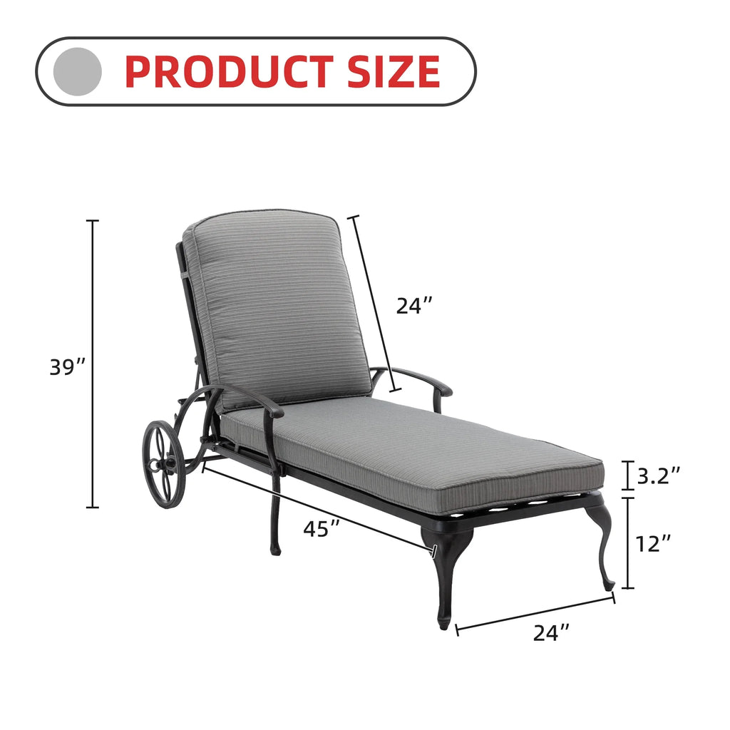 Homefun Aluminum Weatherproof Outdoor Chaise Lounge, Antique Bronze