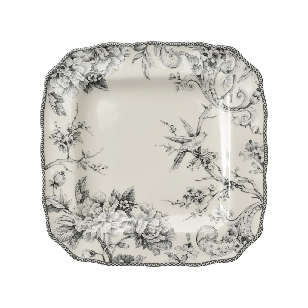 222 Fifth Adelaide Round 16-Piece Porcelain Dinnerware Set, Black Toile