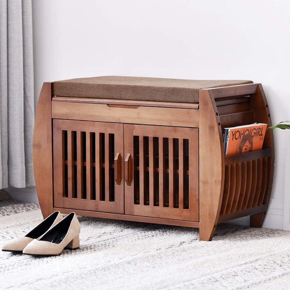 ELECWISH Shoe Bench Rack with Removable Cushion, Hidden Storage Compartment, Side Drawer, Entryway Shoe Storage Organizer Shoe Cabinet for Hallway Entryway (28.3 x 12.6 x 18.3 inch)