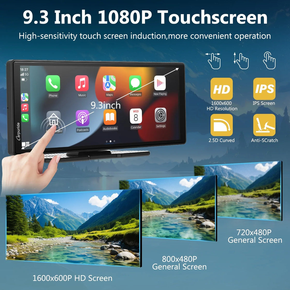 Carpuride Wireless Carplay Android Auto with 4K Front Dash Cam 1080P Rear Cam,10.26" HD IPS Touch
