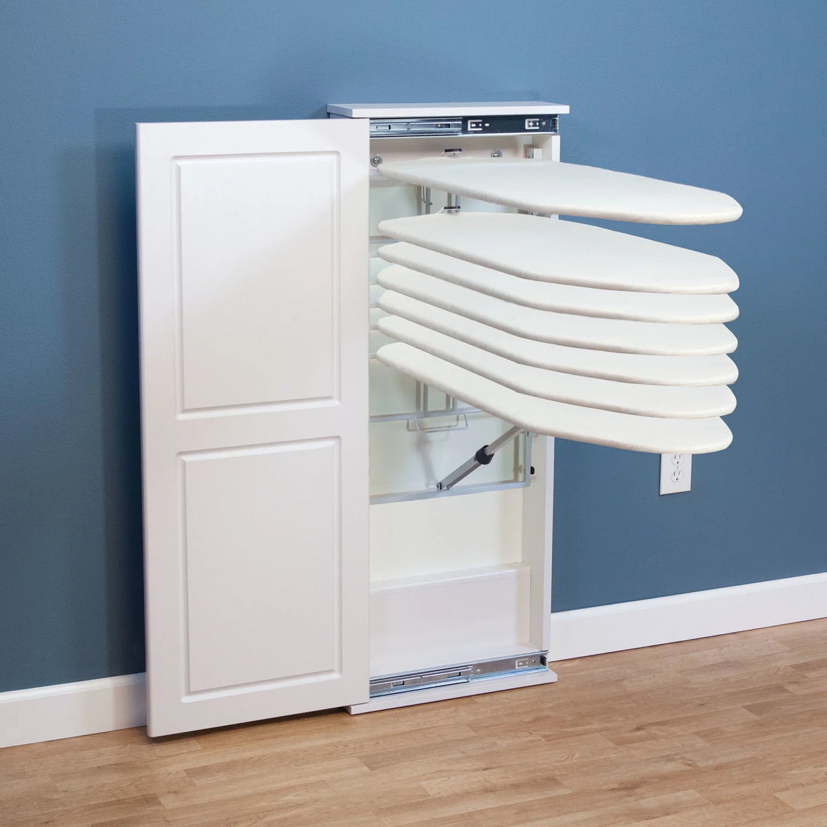 Household Essentials Iron a. n Fold Wall Ironing Board Cabinet, Built-In Ironing Board, Sturdy MDF, Melamine Cabinet, 7 Height Settings, Mounts Securely to Wall, Includes Pad with Cover, White