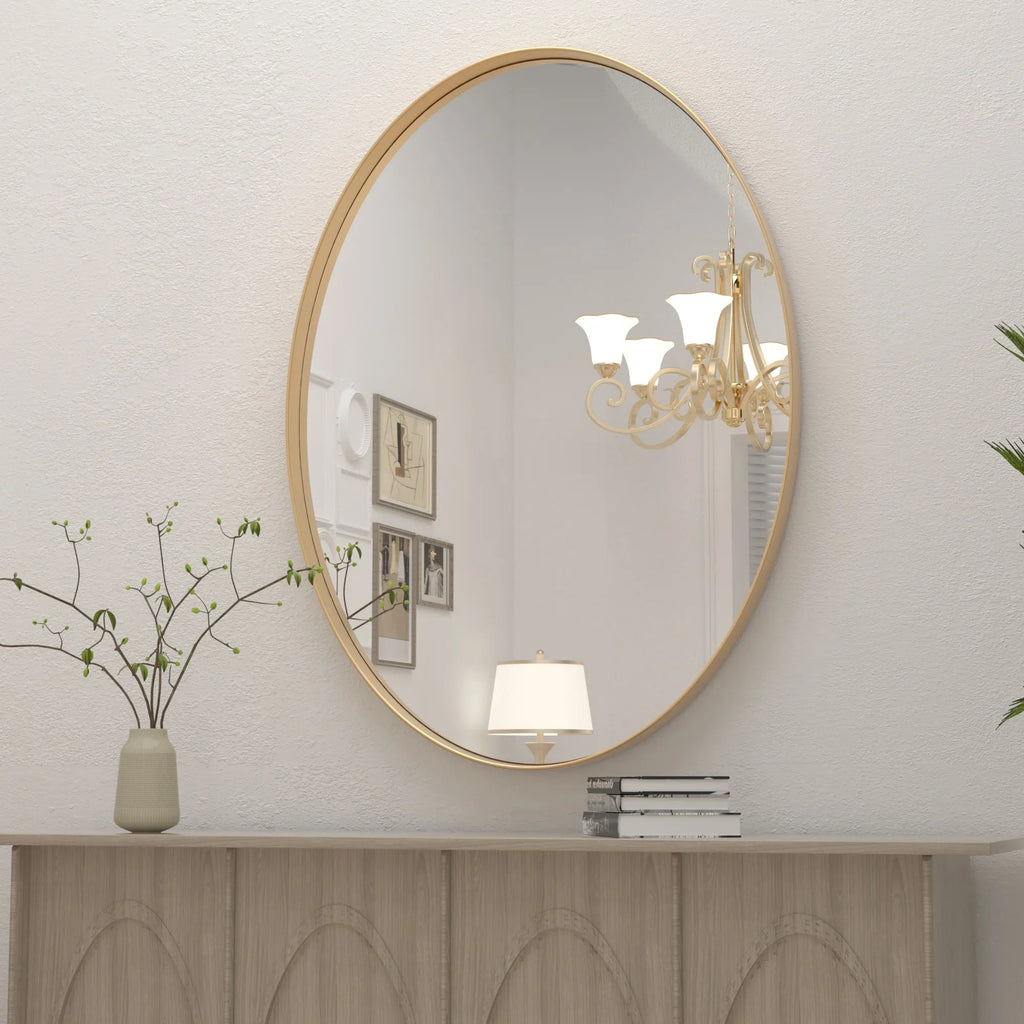Clavies Black Oval Mirror, 22x30 Inches Bathroom Vanity Mirror, Wall Mirror with Metal Frame