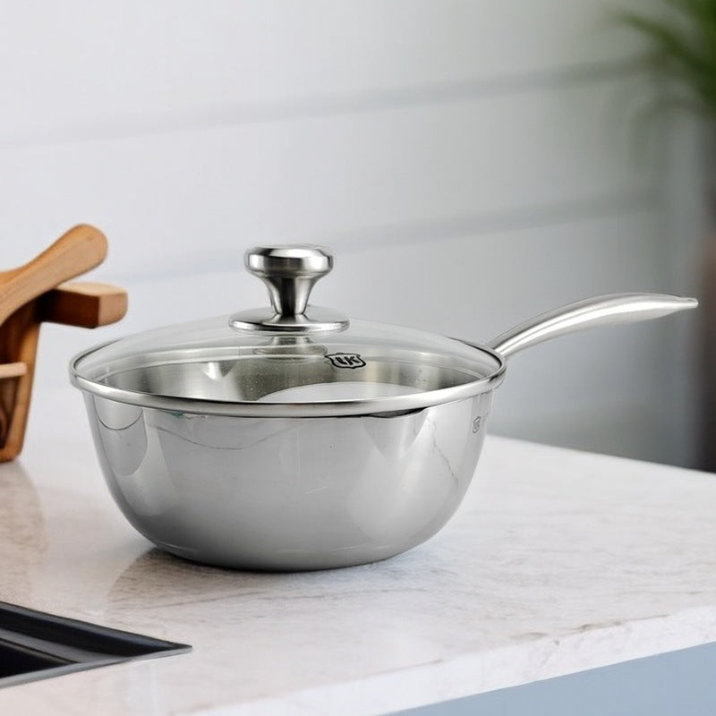 Stainless Steel 1810 Tri-ply Snow Flat Soup Pot & Frying Pan