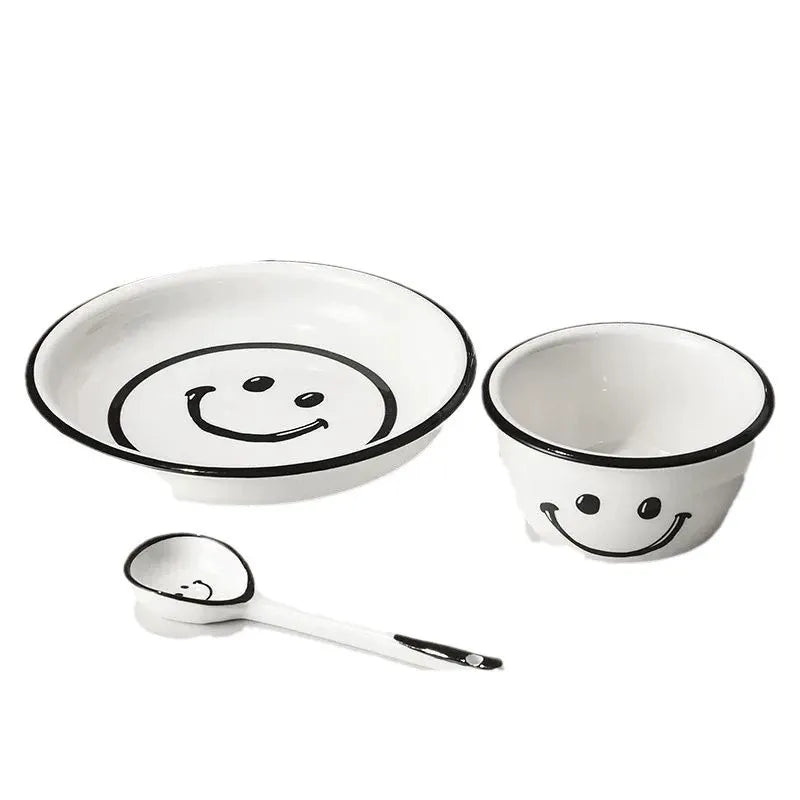 Smile Face Design Bowl & Plate Set